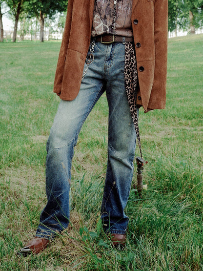 Washed Slim Straight Denim Jeans WN15936