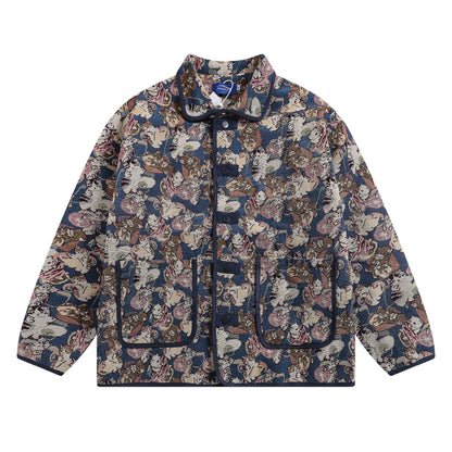 Cat Floral Quilted Oversize Jacket WN11143