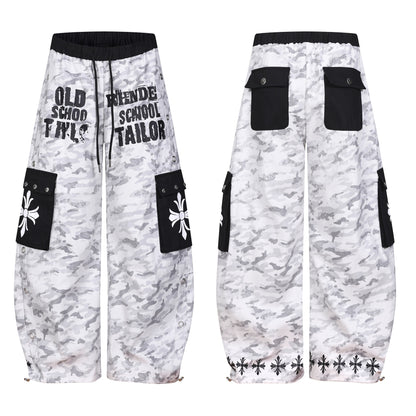 Camouflage Letter Print Cargo Pants WN26150