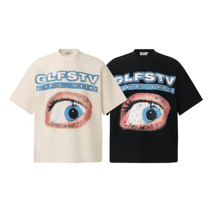 Waffle Graffiti Print Short Sleeve T-Shirt WN25905
