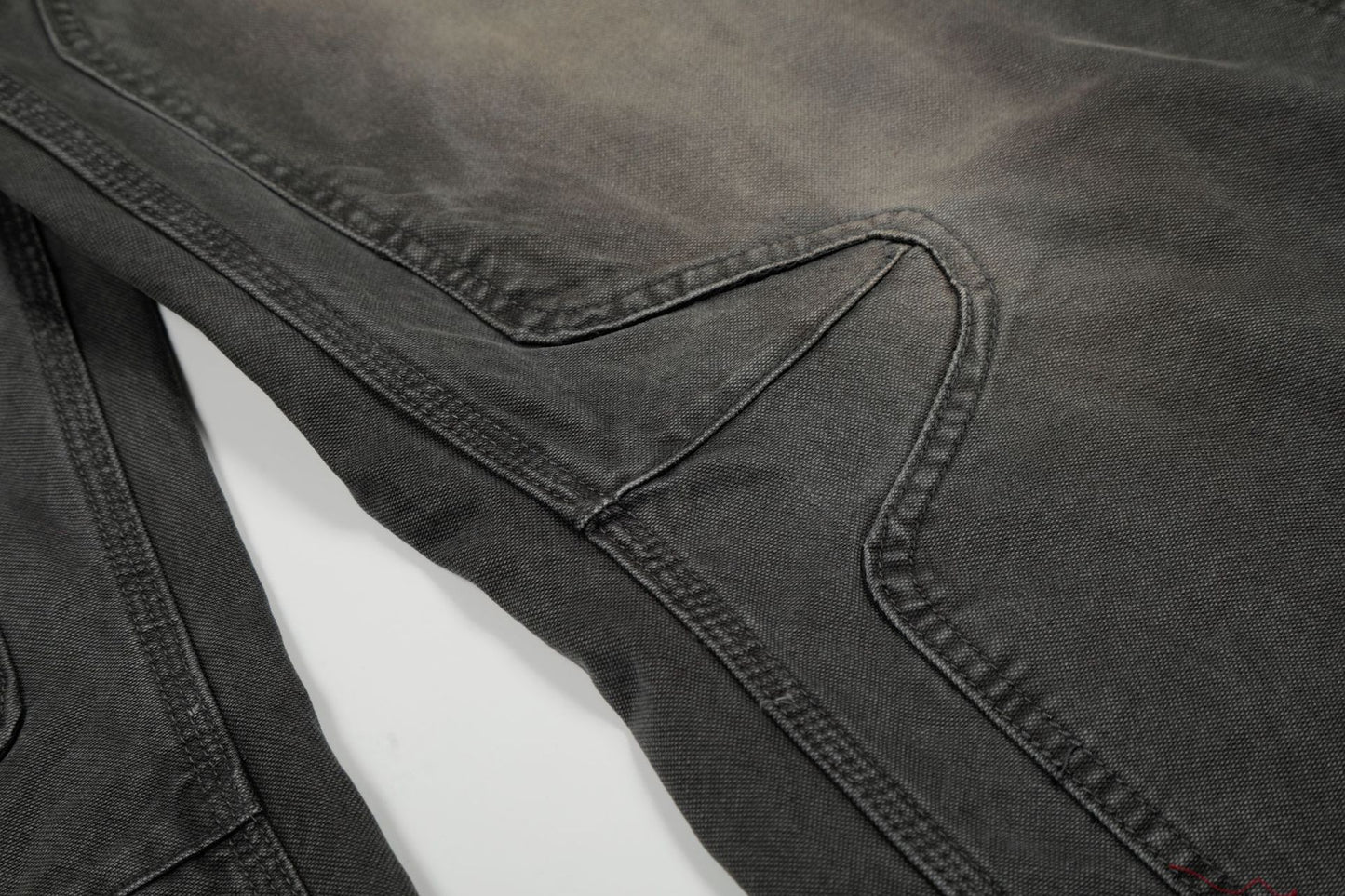 Washed Fade Curved Seam Wide Leg Denim Jeans WN25849