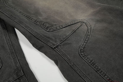 Washed Fade Curved Seam Wide Leg Denim Jeans WN25849