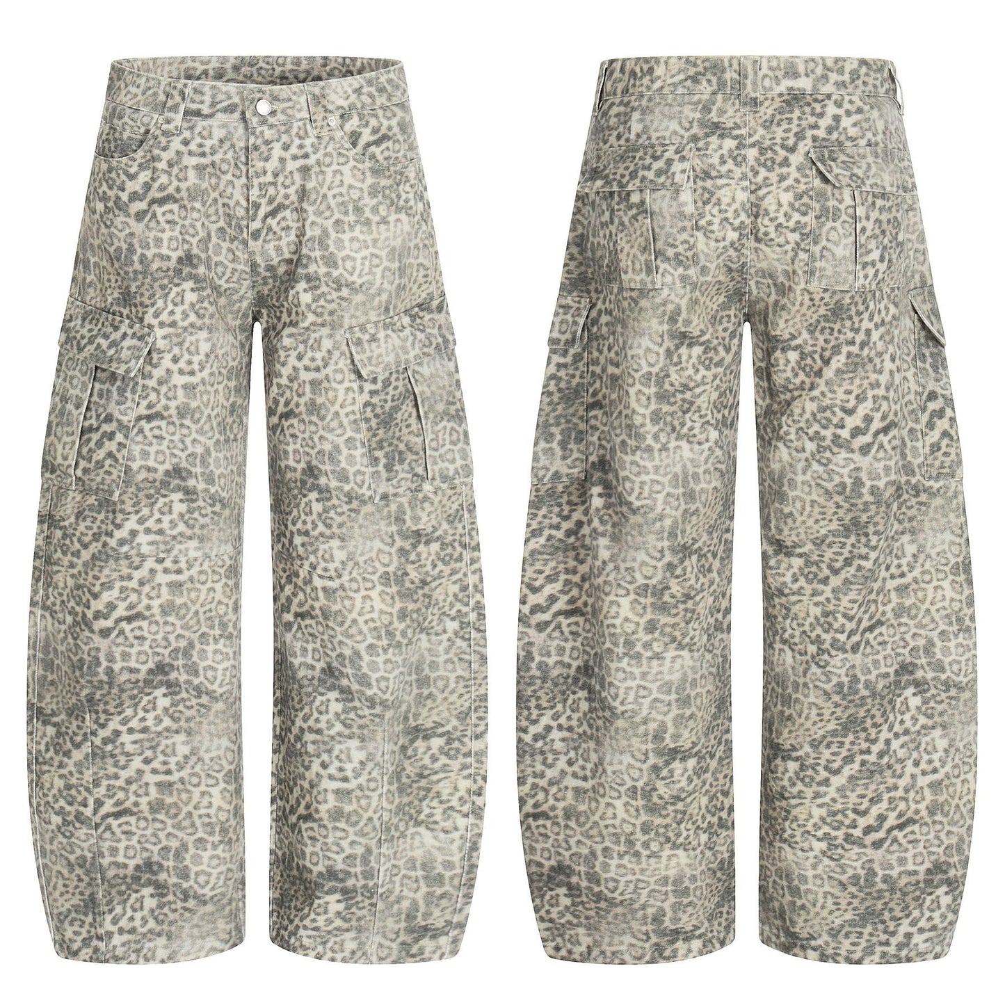 Leopard Multi-Pocket Wide Leg Cargo Pants WN26113