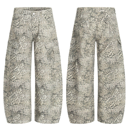 Leopard Multi-Pocket Wide Leg Cargo Pants WN26113