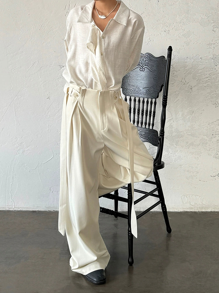 Adjustable Drawstring Pleats Straight Trousers WN20010