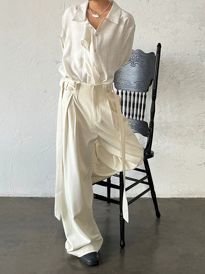 Adjustable Drawstring Pleats Straight Trousers WN20010
