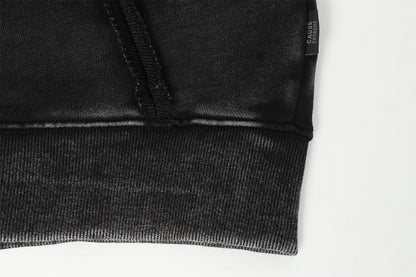 Washed Asymmetrical Zipper Detail Hoodie WN25382