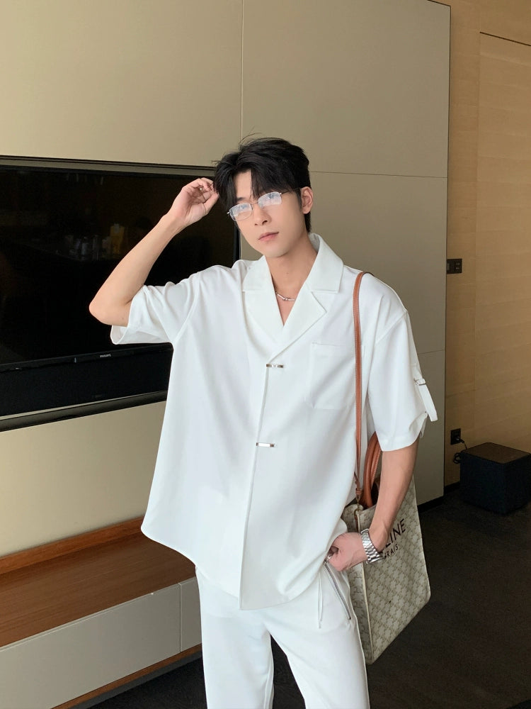 Wrinkle-Free Cuban Collar Short Sleeve Shirt WN20431