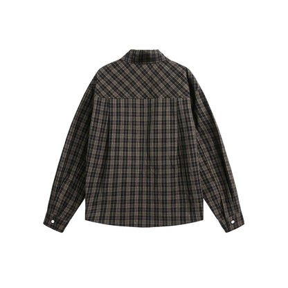 Plaid Letter Print Long Sleeve Shirt WN25410