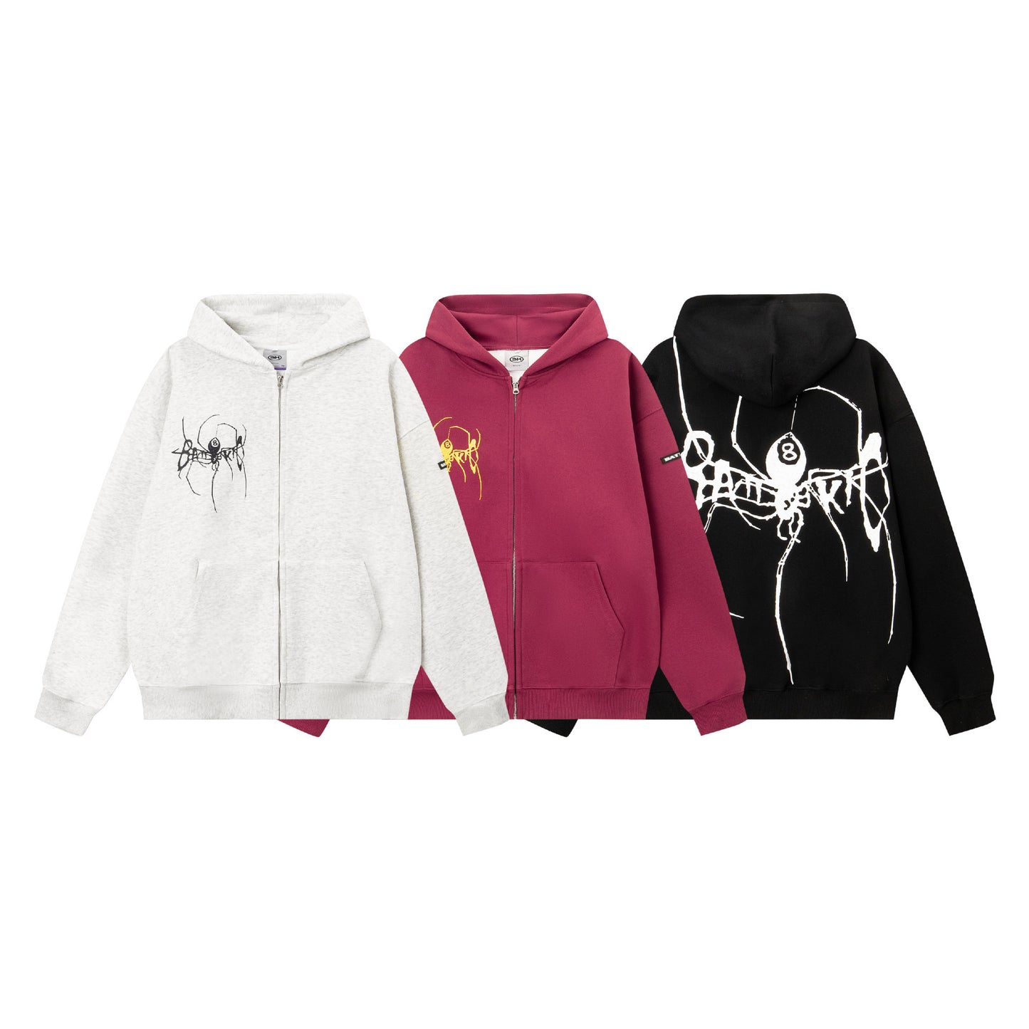 Spider Print Zipper Hoodie WN10971