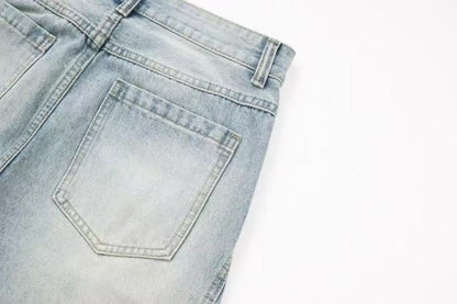 Washed Drape Wide Leg Denim Jeans WN27932
