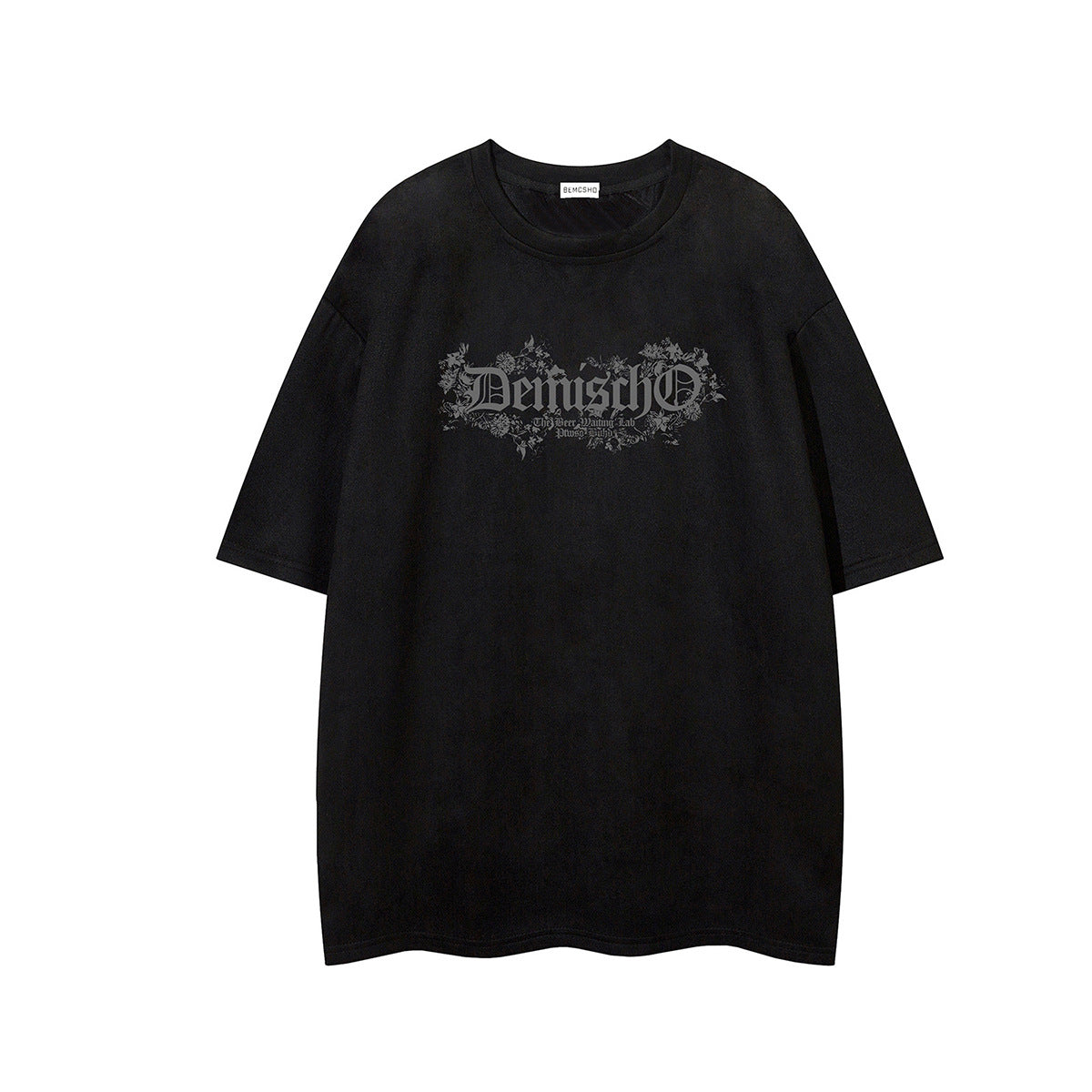 Suede Letter Print Short Sleeve T-Shirt WN25619