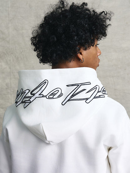 Graphic Applique Embroidery Zipper Hoodie WN20978