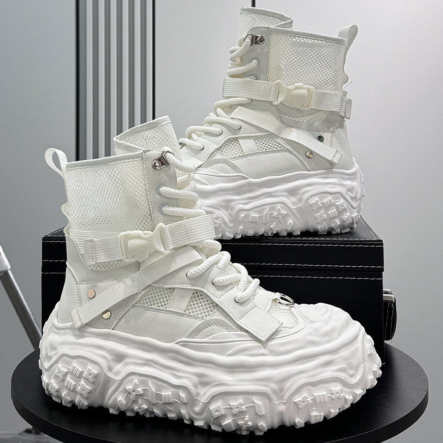 Mesh Strap Buckle Platform Sneaker Boots WN24682