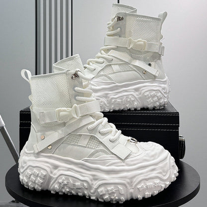 Mesh Strap Buckle Platform Sneaker Boots WN24682