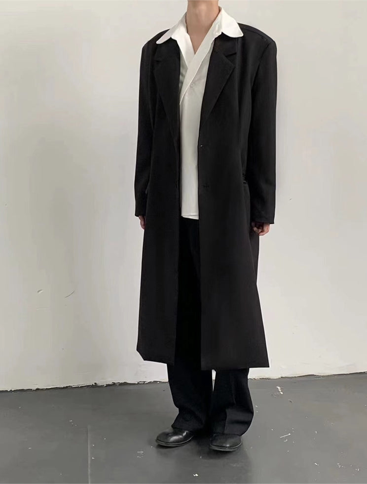 Oversize Shoulder Mid-Length Coat WN9638