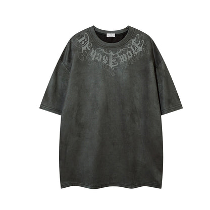 Suede Graphic Print Short Sleeve T-Shirt WN25721