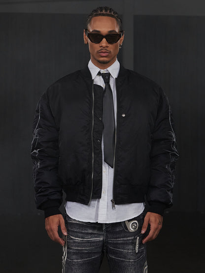 Graffiti Embroidery Print MA-1 Bomber Puffer Jacket WN17062