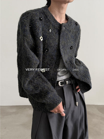 Beaded Floral Oversize Knit Cardigan WN15265