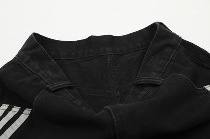 Deconstructed Three-Stripe Curved Wide Leg Denim Jeans WN25738
