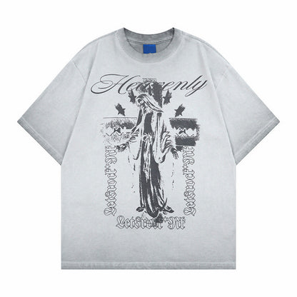 Cross Print Damage Short Sleeve T-Shirt WN24462