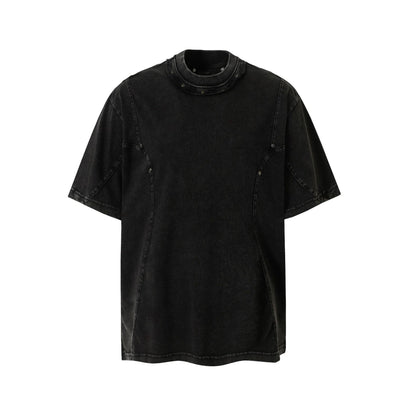Heavy Washed Fade Stitching Short Sleeve T-Shirt WN25671