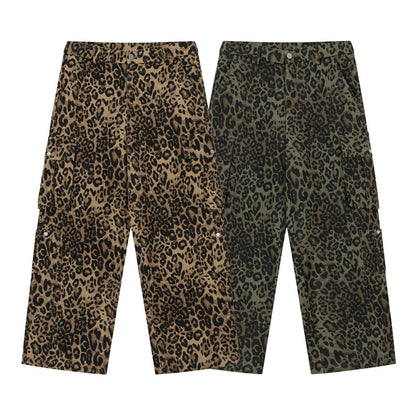 Leopard Print Straight-Leg Cargo Pants WN11390