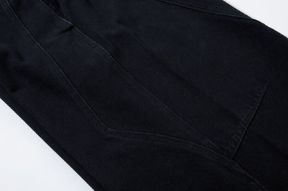 Washed Curved Panel Denim Jeans WN13127