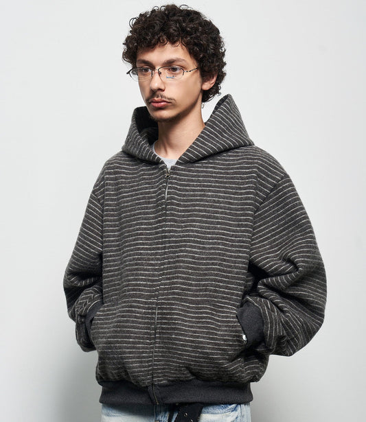 Striped Design Zipper Hoodie WN22926