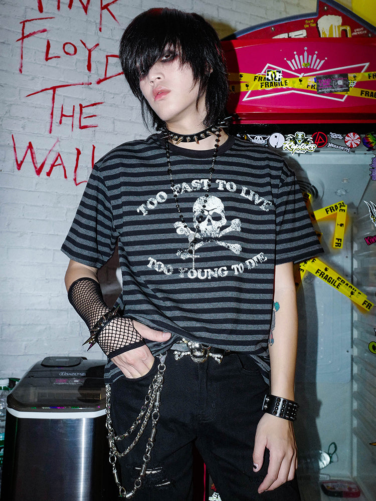 Graphic Design Stripe Short Sleeve T-Shirt WN16033