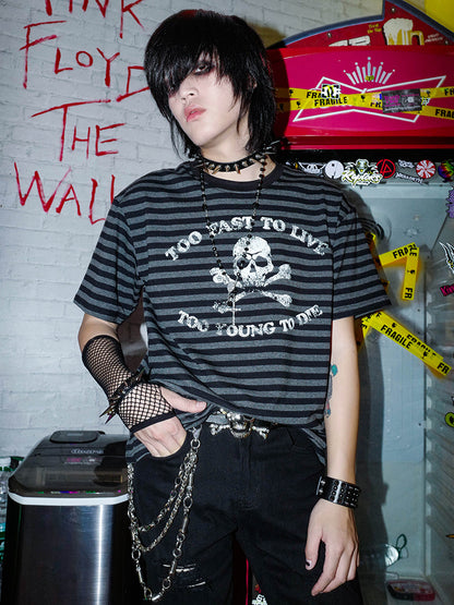 Graphic Design Stripe Short Sleeve T-Shirt WN16033