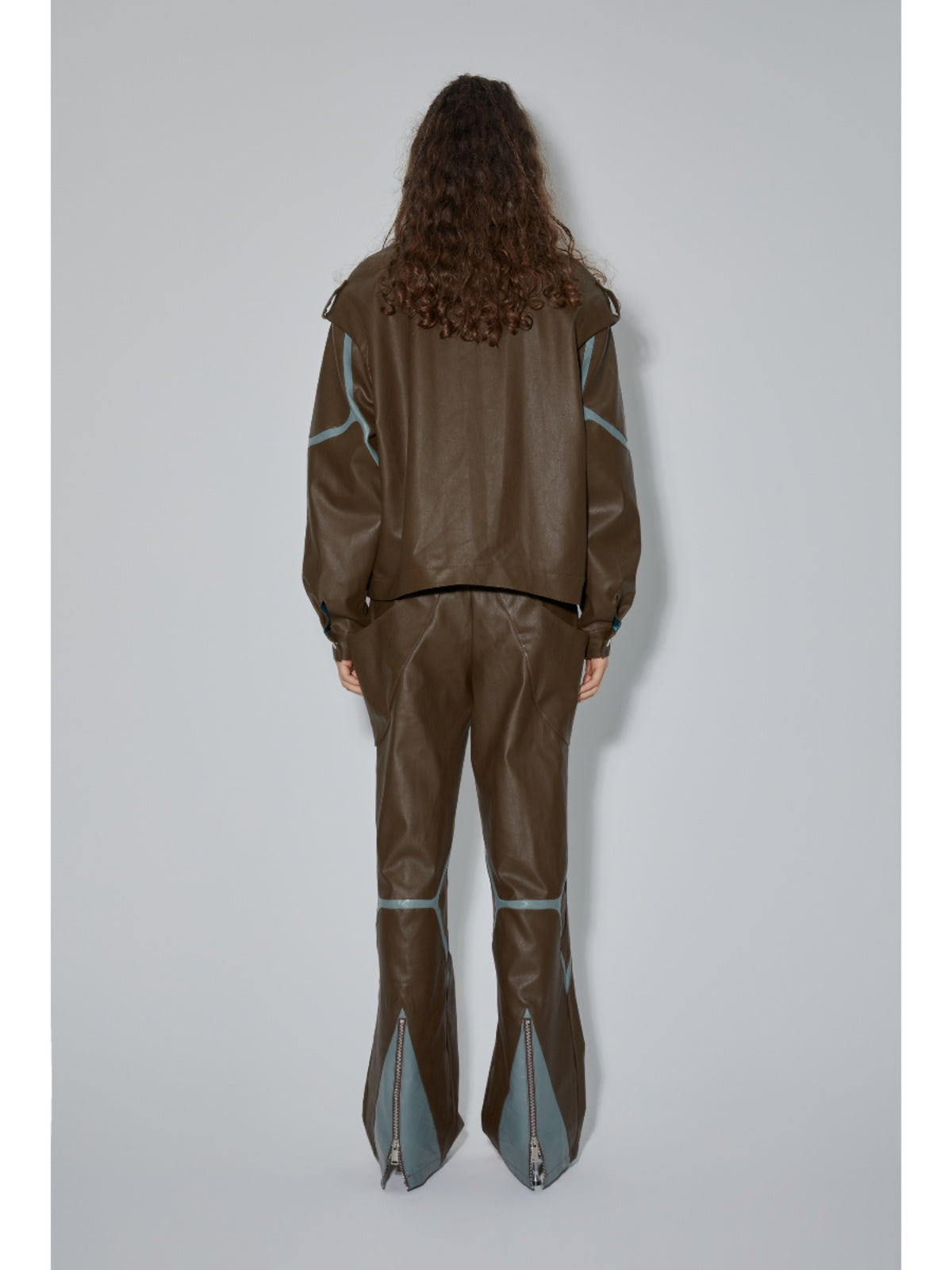 PU Leather Jacket & Bicolor PU Leather Pants Setup WN18965