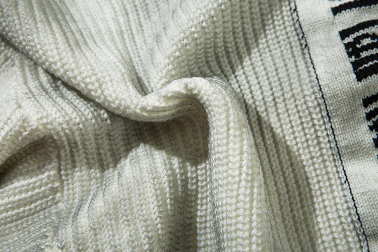 Spray-Paint Tie-Dye Cross Stand Neck Zipper Knit Cardigan WN11238