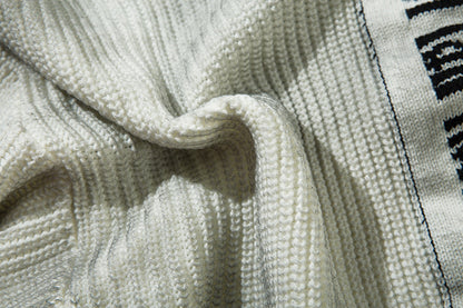 Spray-Paint Tie-Dye Cross Stand Neck Zipper Knit Cardigan WN11238