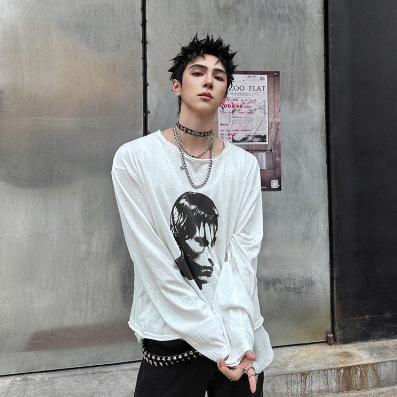 Oversize Graphic Print Long Sleeve T-Shirt WN25139
