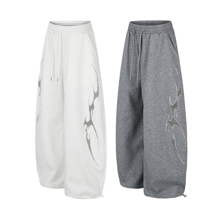Tribal Print Drawstring Wide Leg Sweatpants WN25395