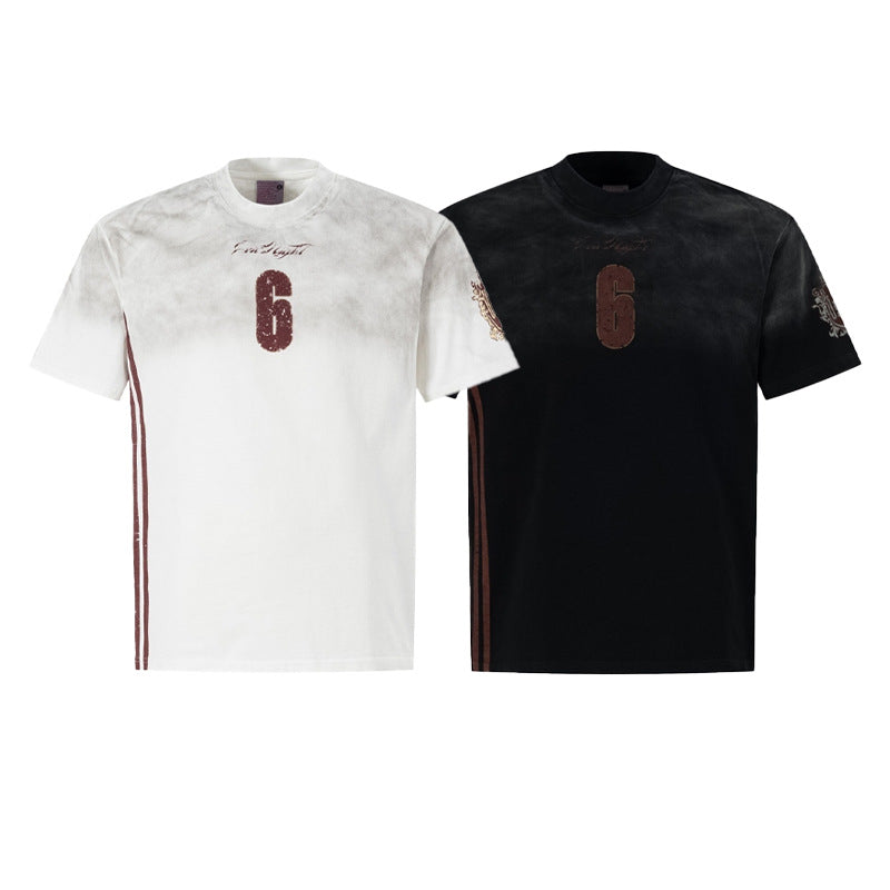 Spray Paint Number Print Short Sleeve T-Shirt WN26041