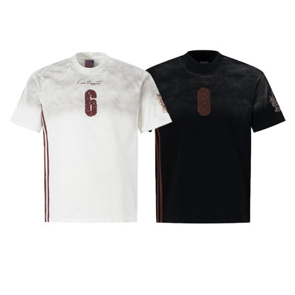 Spray Paint Number Print Short Sleeve T-Shirt WN26041