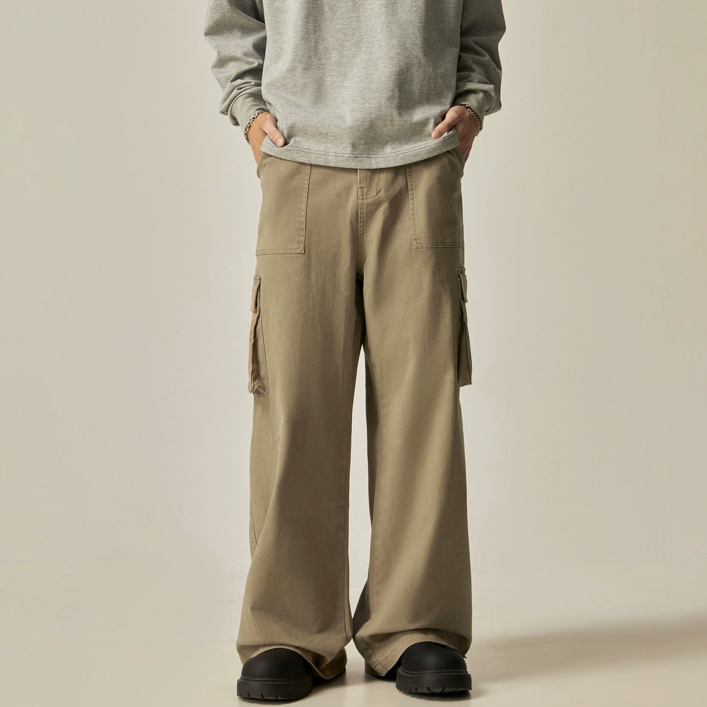 Washed Wide Leg Cargo Pants WN8966