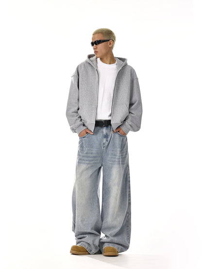 Washed Wide-Leg Straight Denim Jeans WN15119