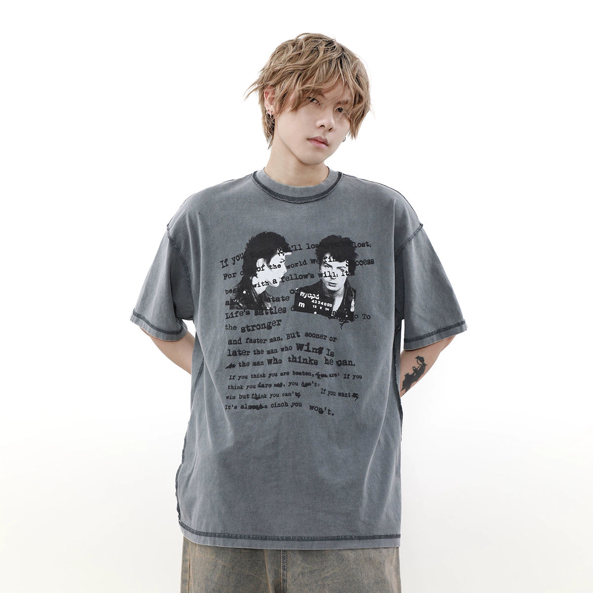 Oversize Graffiti Print Short Sleeve T-shirt WN7527