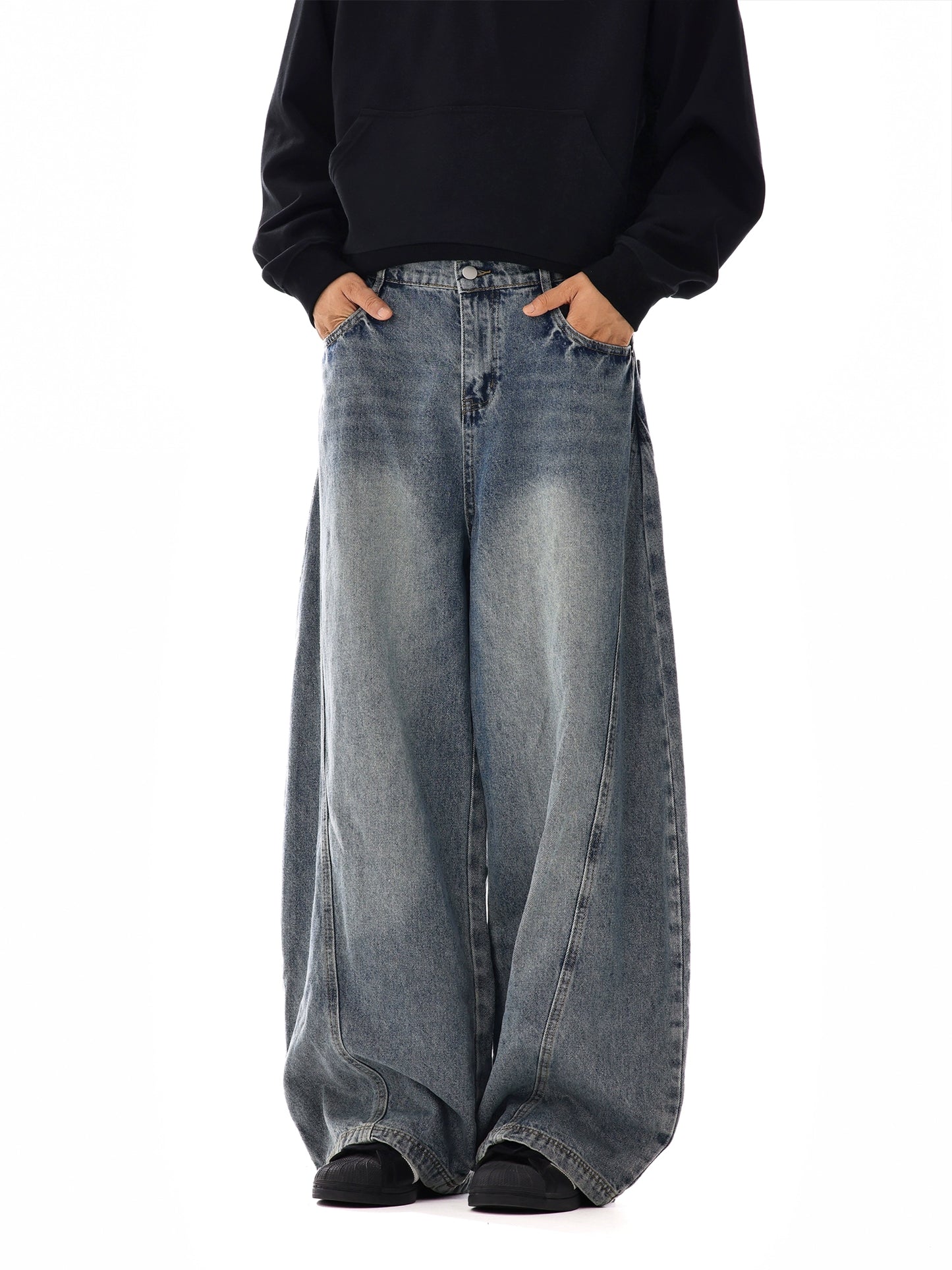 Washed Wide-Leg Denim Jeans WN10628