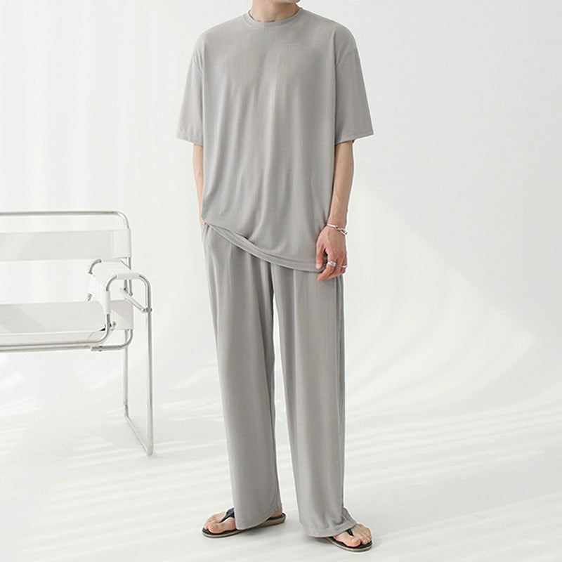 Oversize Drape Short Sleeve T-shirt ＆ Wide-leg Drape Pants Setup WN6730