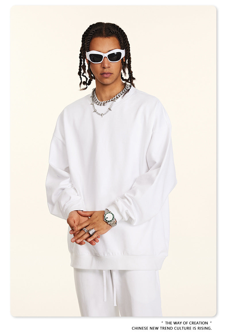 Oversize Heavyweight Basic Round Neck Sweatshirt WN9929