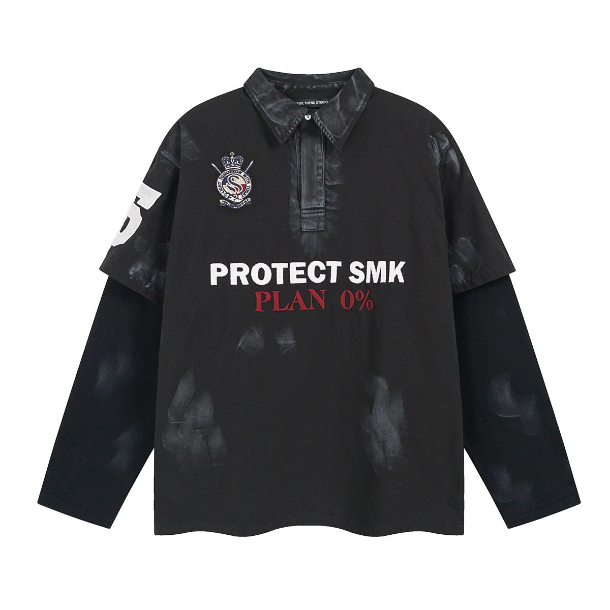 Dirty Washed Fake Layered Long Sleeve T-Shirt WN25805