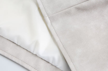 Cross Patchwork Oversize PU Leather Jacket WN23034