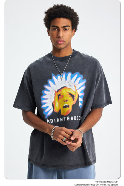 Washed Graphic Print Oversize Short Sleeve T-Shirt WN16249