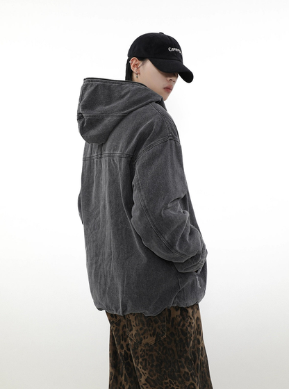 Oversize Boa Lining Denim Hooded Jacket WN3052