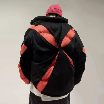 Oversize Diagonal Zipper Cotton Puffer Jacket WN2221