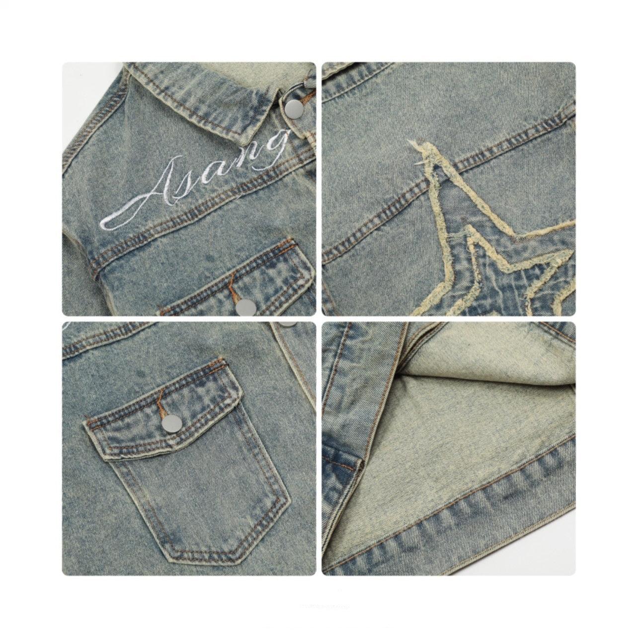 Oversize Embroidery Denim Jacket WN2132